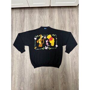 Vintage Winnie the Pooh Black Crewneck Sweatshirt Women's Size XL Tigger Piglet
